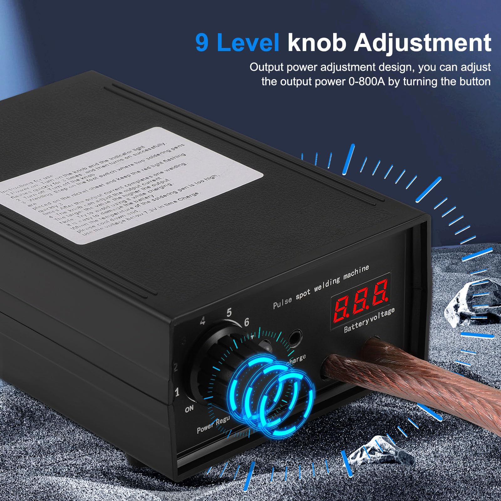 Saldatore a Punti 8000W, Saldatore a Punti a Batteria Portatile 10-90 Marce 0,1-0,3mm con Doppia Uscita a Impulsi Pedale Regolabile per Realizzazione di Pacchi Batteria