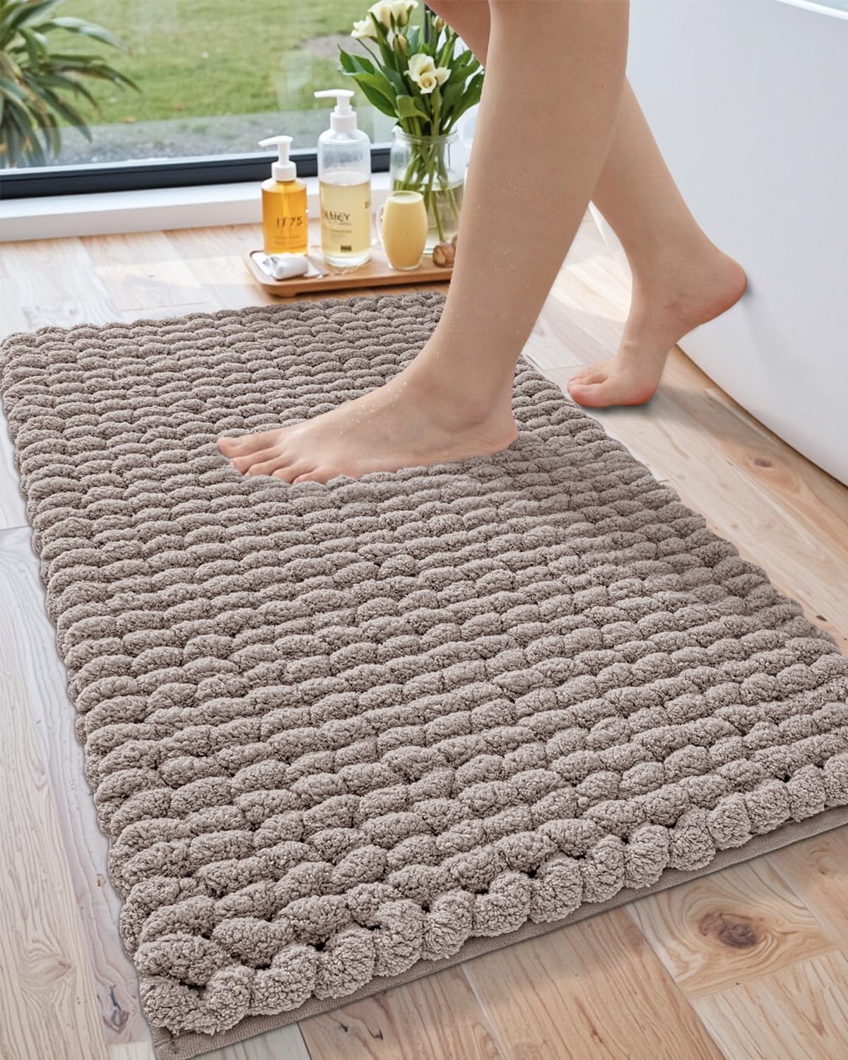 LUMI Luxury Bathroom Rug, Ultra Soft Quick Dry Bath Mat, Non-Slip Absorbent Thick Chenille Bath Rug, Cozy Braid Design Floor Mat for Bathtub, Sink, Laundry, Bedroom, Beige, 17″x30″ LUMI Luxury Bathroom Rug, Ultra Soft Quick Dry Bath Mat, Non-Slip Absorbent Thick Chenille Bath Rug, Cozy Braid Design Floor Mat for Bathtub, Sink, Laundry, Bedroom, Beige, 17″x30″