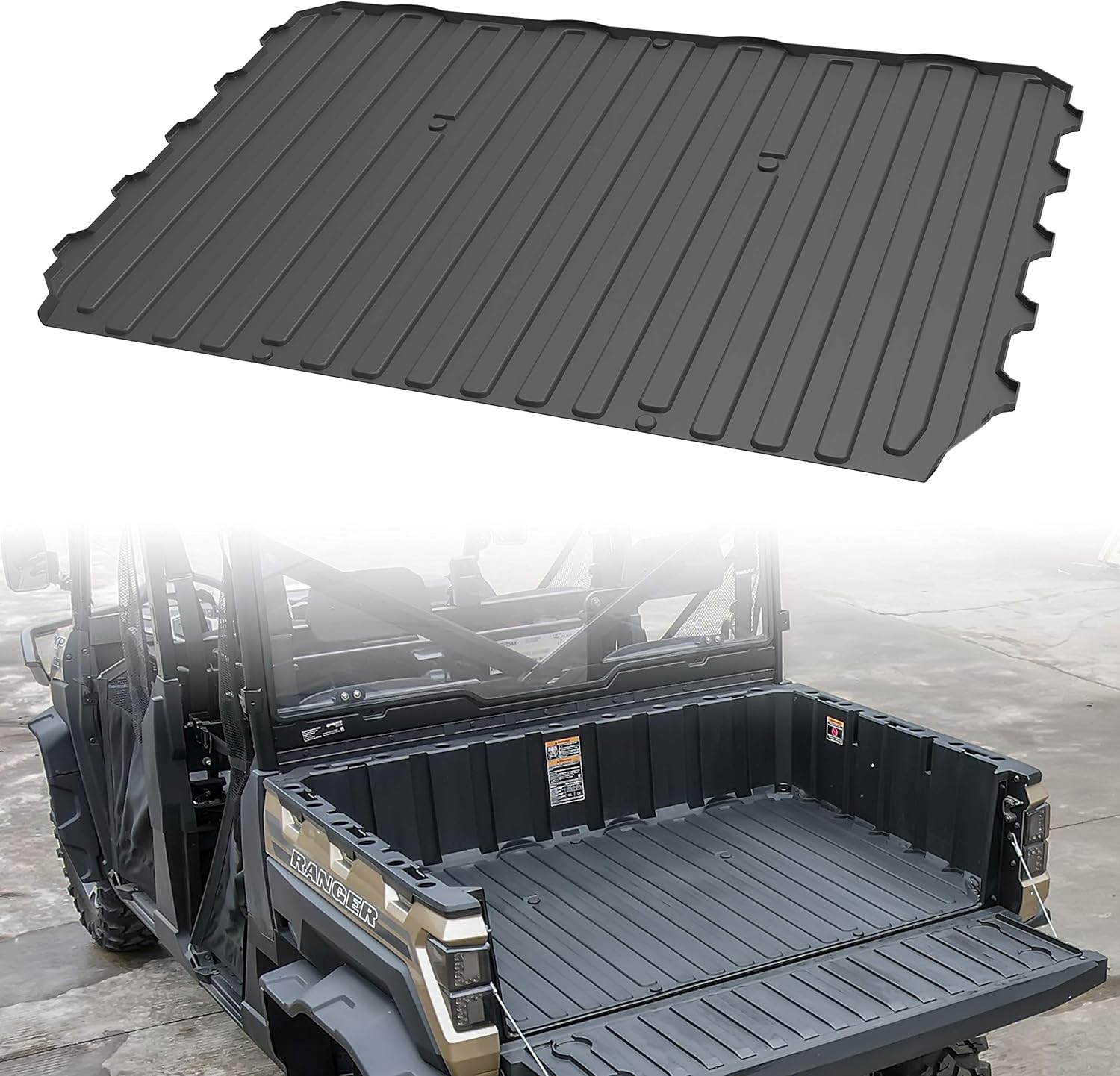 SAUTVS Rubber Bed Mat Liner for Ranger XP 1000, TPE Rear Cargo Bed Mat All Weather