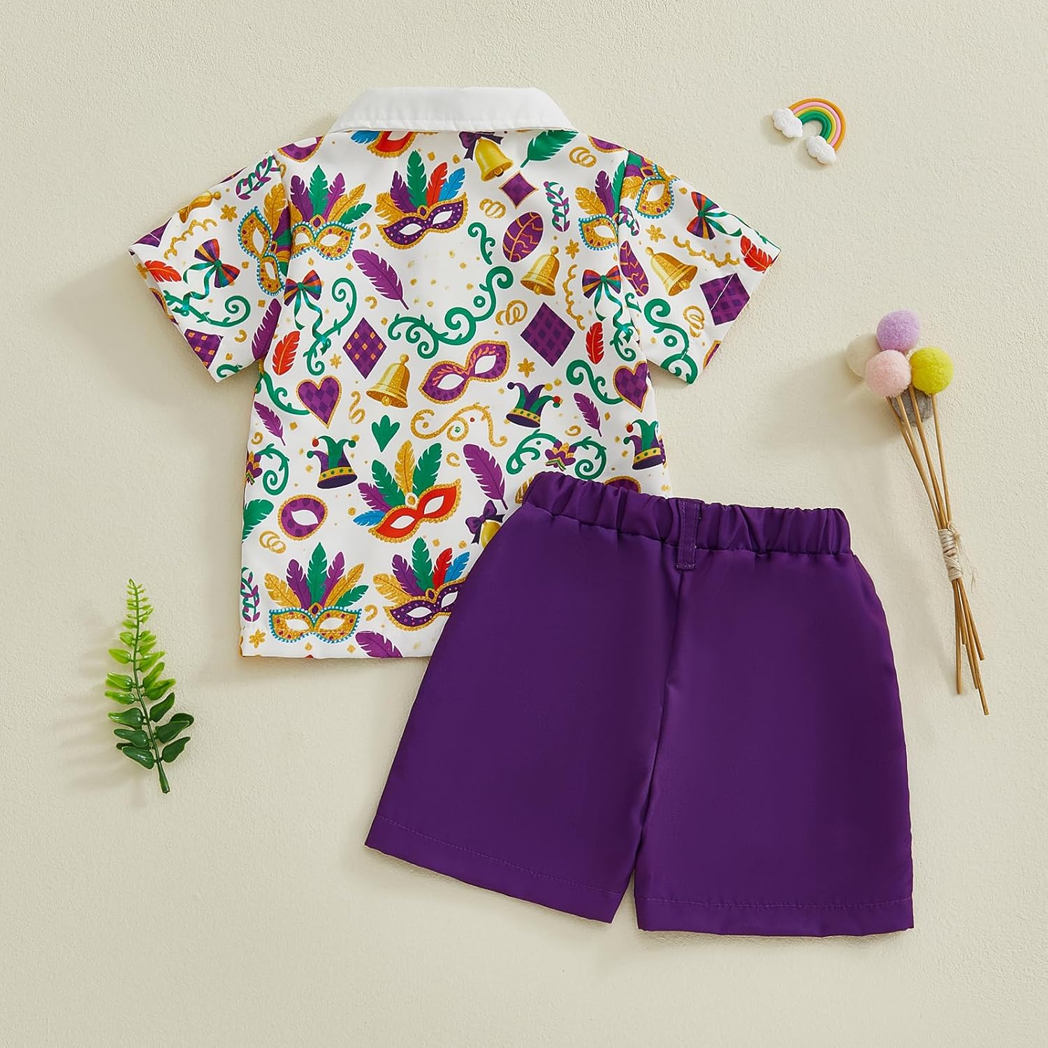 Purple Outfit For Kids Carnival Toddler Boy Clothes Short Sleeve Gentleman Bowtie Shirt And Shorts Suits Set - Image 8