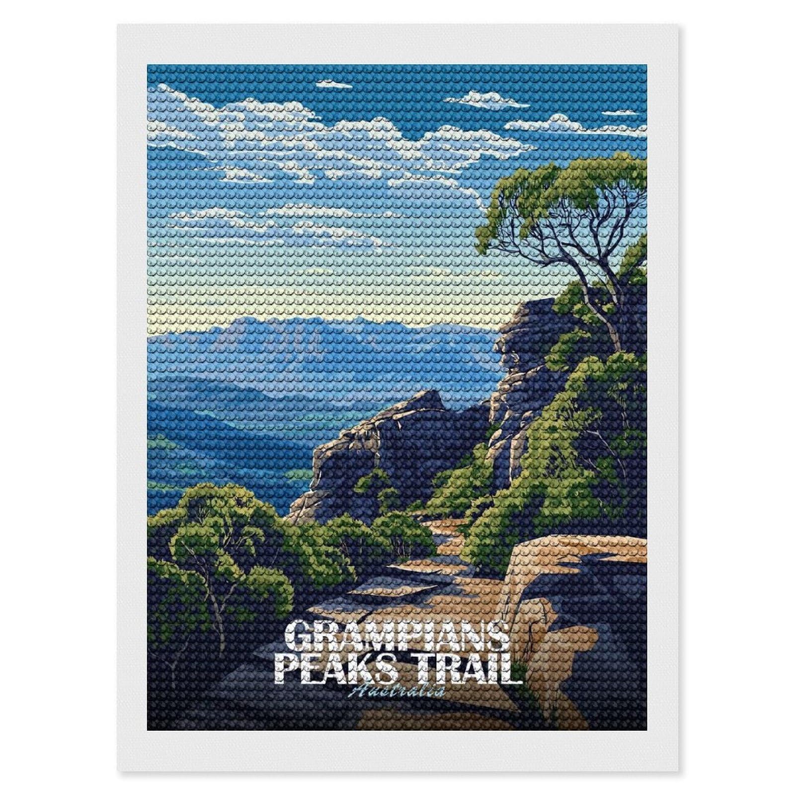 Junmoney Grampians Peaks Trail Australia Landscape Diamond Art Kit 12"x16", Neat Printed Canvas, Finish and Display, Relaxing DIY Hobby, Living Room Decor