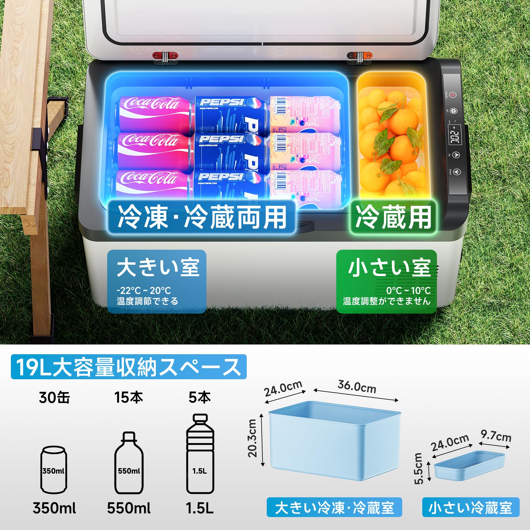 Teenook ポータブル冷蔵庫　急速冷凍　19L Amazon.co.jp: 車載冷蔵庫 ポータブル冷蔵庫 急速冷凍 19L -22℃～20