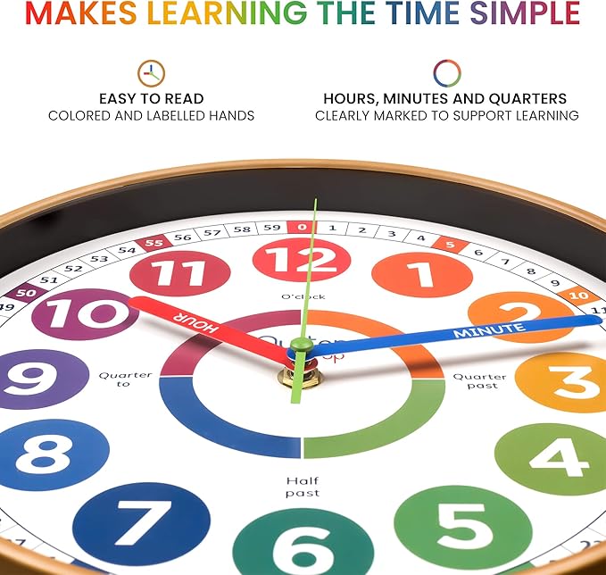 Amazon Co Jp Oysterandpop 子供用学習時計 時間教える時計 子供の寝室とプレイルームの壁装飾 学校の教室の先生用サプライ 静かなアナログ子供用時計 簡単に時間を知ることができます ホーム キッチン Amazon Co Jp Oysterandpop 子供用学習時計 時間教える時計 子供の寝室とプレイルームの壁装飾 学校の教室の先生用サプライ 静かなアナログ子供用時計 簡単に時間を知ることができます ホーム キッチン