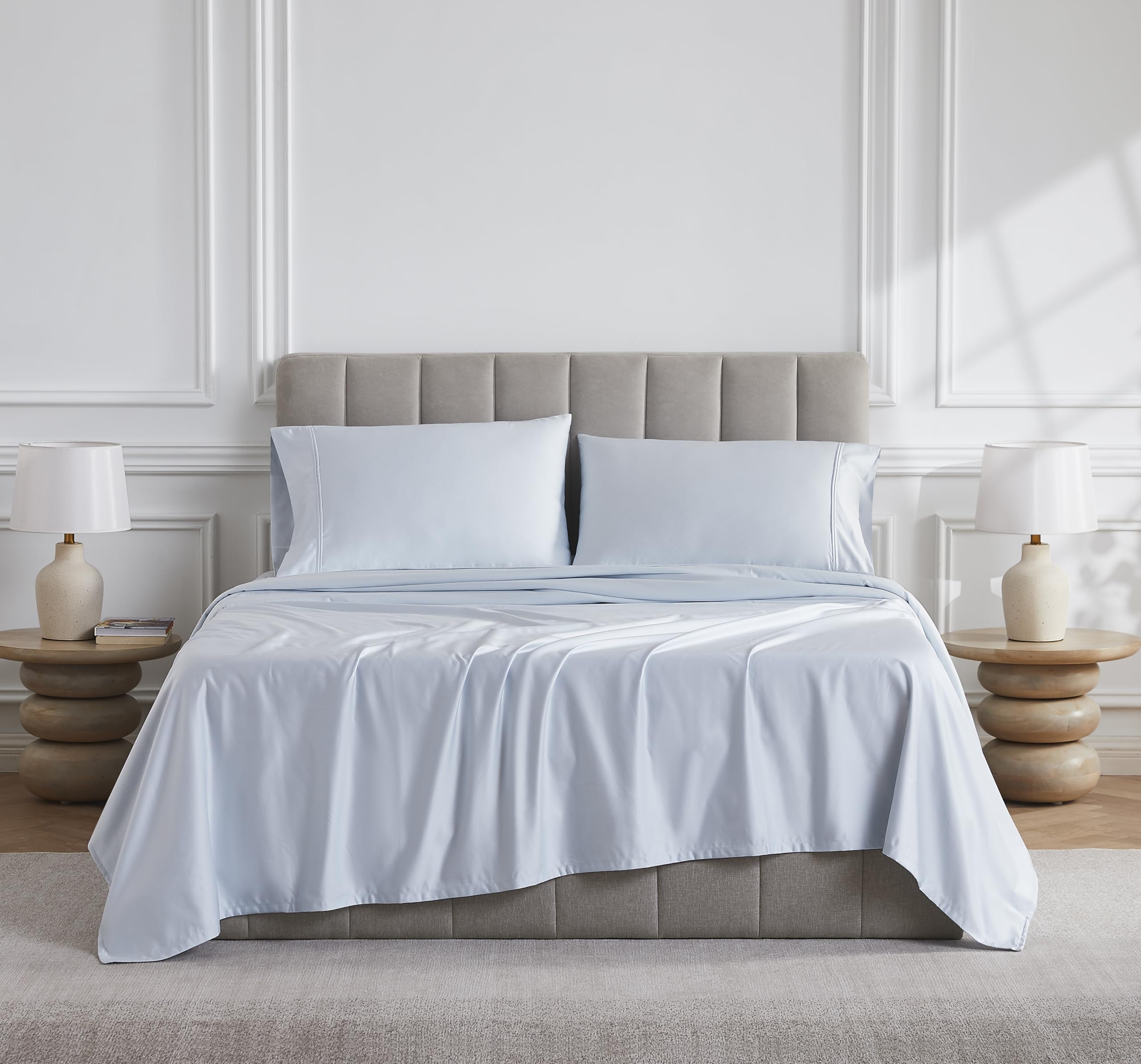 Linen Closet 1000 Thread Count Egyptian Cotton 4-Piece Sheet Set, King, Light Blue