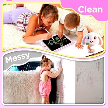 Genialba LCD Writing Tablet for Kids, Colorful Screen Drawing Board for 3-7 Year Old Boys & Girls - Educational Toys for Birthday & Christmas (Rabbit)