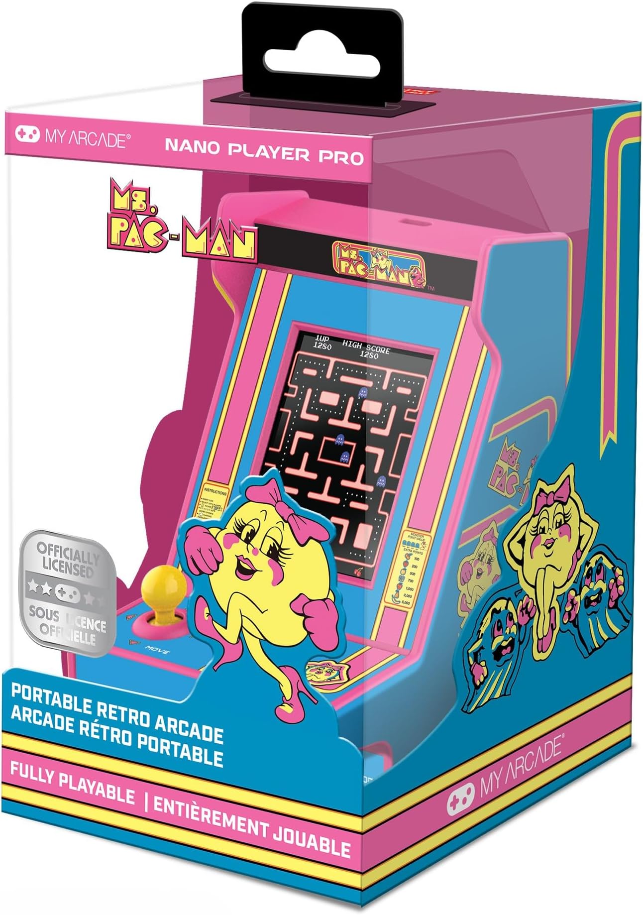 Ms. Pac-Man Nano Player - 4.8" Mini Arcade, 2.4" Screen, Arcade Classics, Retro Consoles