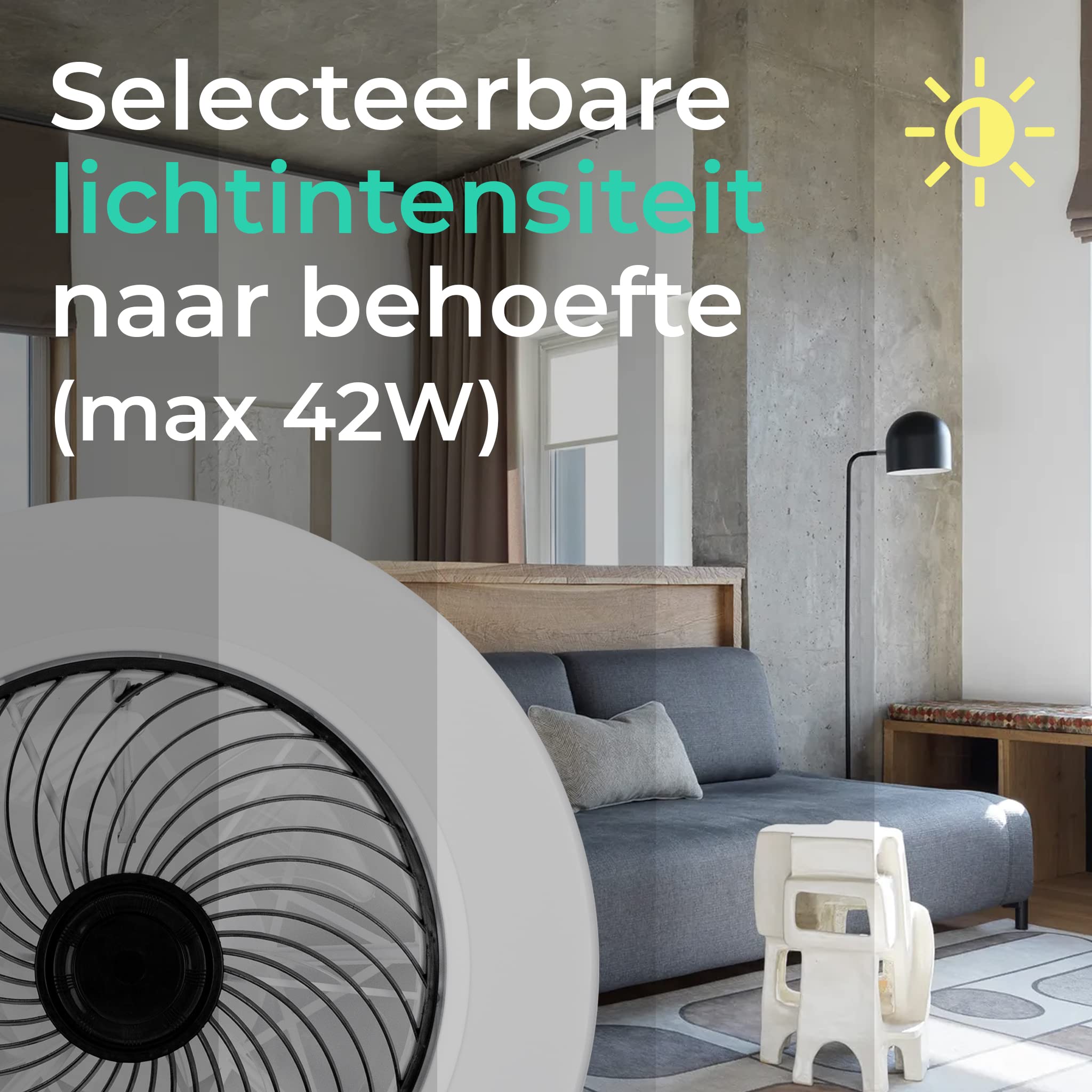 Noaton® Polaris noir 11045B Ventilateur de plafond, minuteur, abat-jour