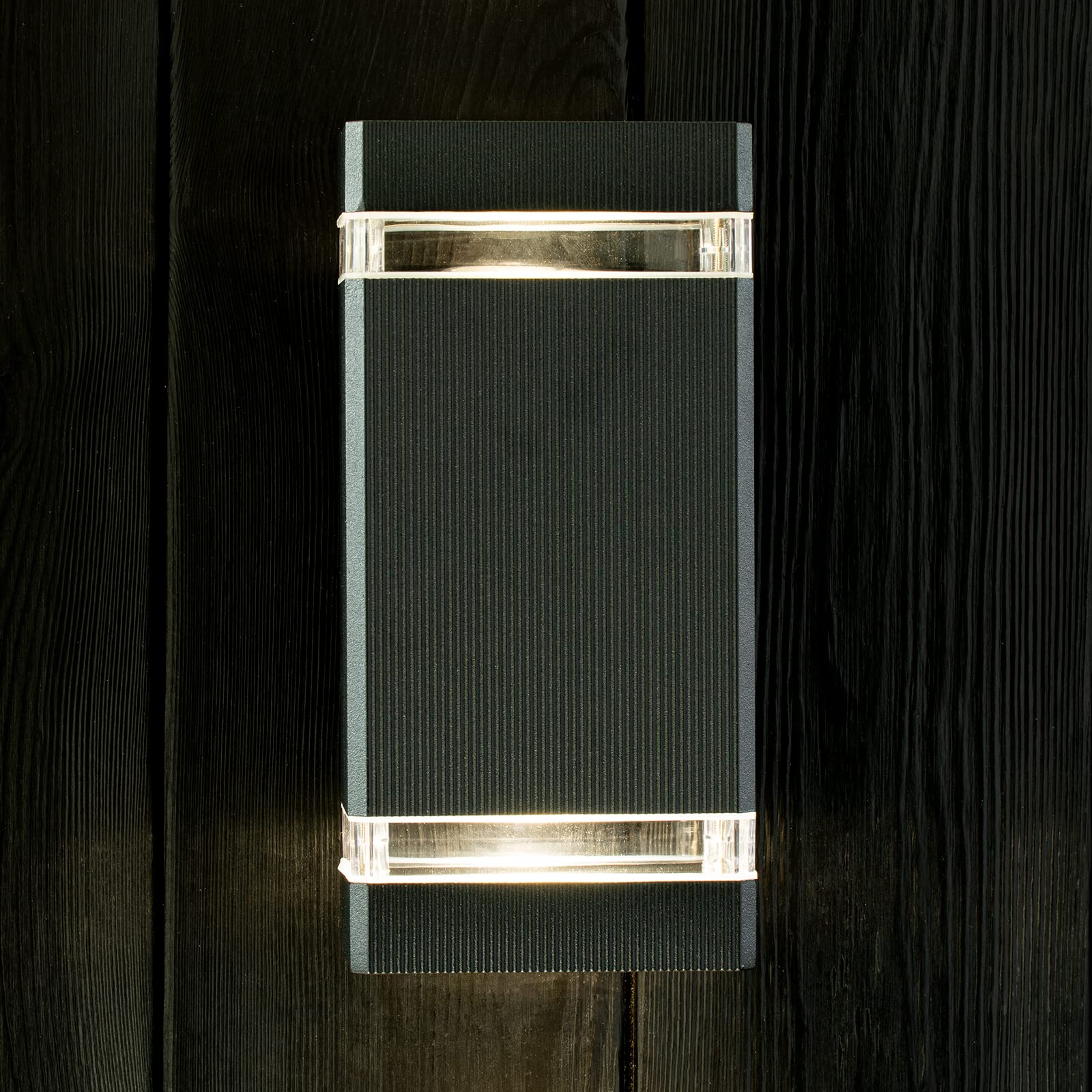 Lumiled lampa ścienna zewnętrzna ściana gniazdo GU10 oświetlenie zewnętrzne kinkiet ogrodowa taras fasada domu IP44 czarny prostokątny aluminiowy góra i