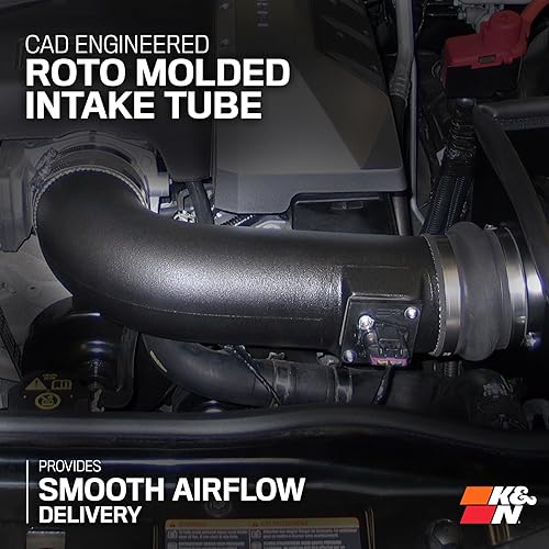 Miniatura 5 de K&N, juego de rendimiento de toma de aire frío 63-3074 con filtro de lubricante rojo durable para Chevrolet