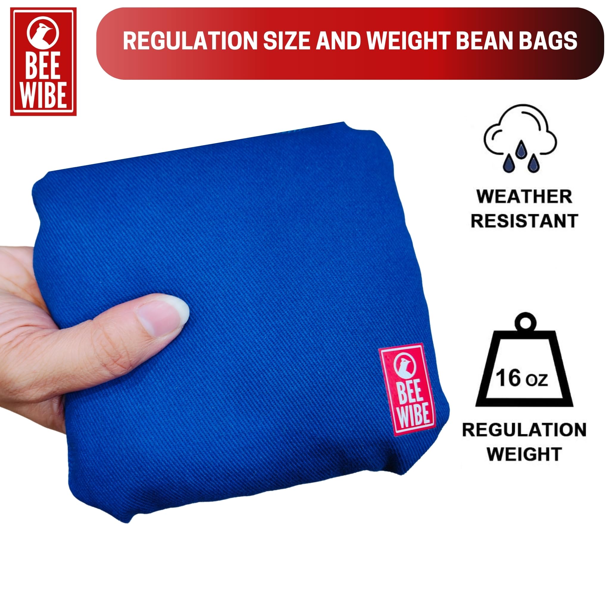 Set of 8 Regulation Cornhole Bags Double Sided, Weather Resistant Bean Bags for Cornhole Toss Game, Corn Hole Beans Bags with Tote Bag. (Blue/Black) 1