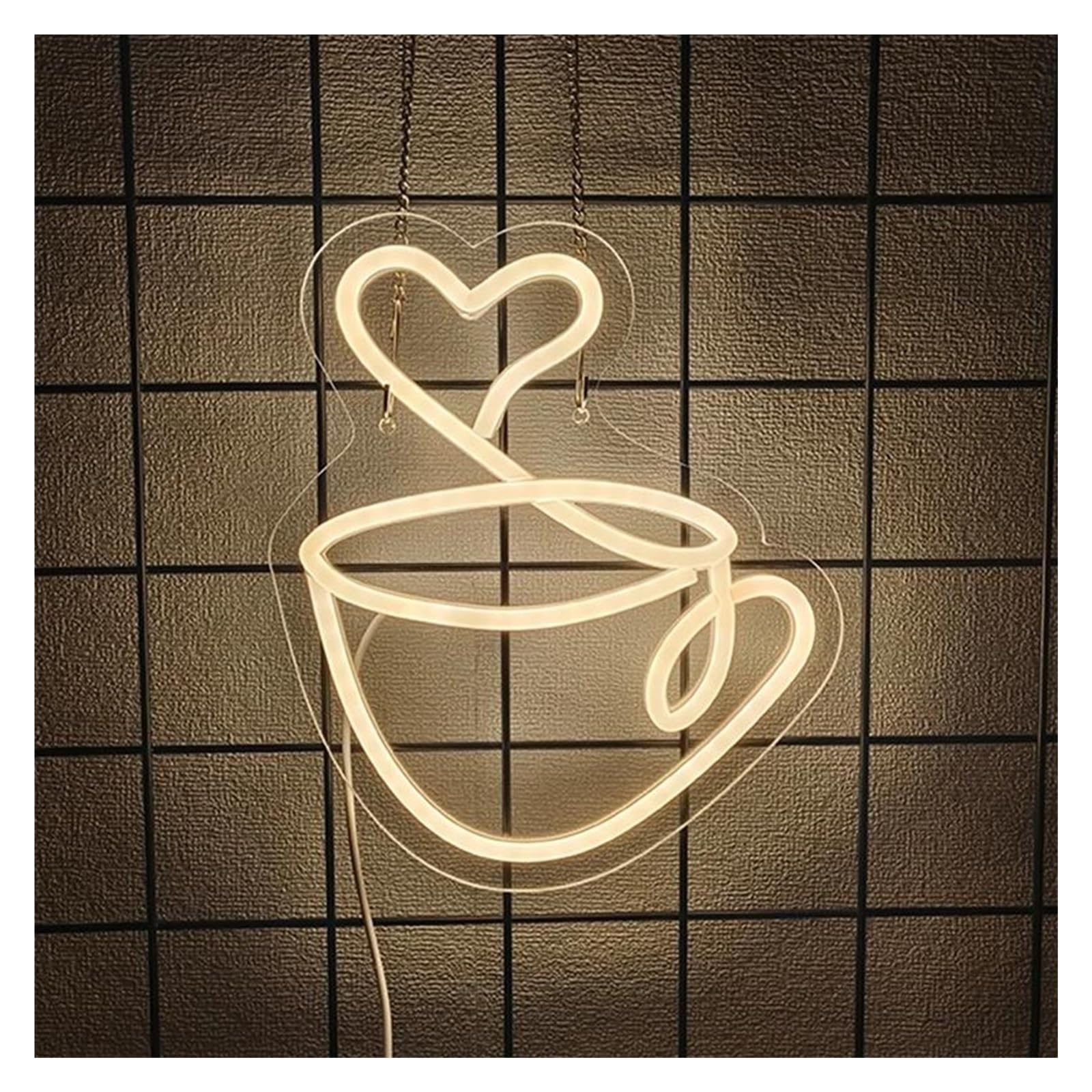 SHOUXI Sign Lamp Coffee Neon Sign for Wall Decor Light for Living Room Bistro Cafe Shop Party Man Cave Sign Illuminated USB Powered Lamp 21cmx24.5cm
