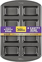 Wilton Gold Non-Stick 8-Cavity Mini Loaf Pan - PFAS-Free Aluminum Bakeware, Oven Safe 450°F for Perfect Bakes