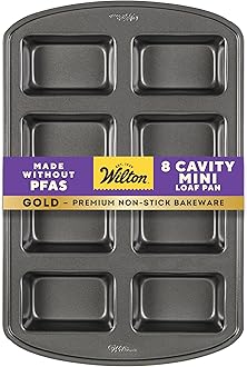 Wilton Gold Non-Stick Mini Loaf Pan, Stainless Steel Bakeware, Made without PFAS, Packaging May Vary