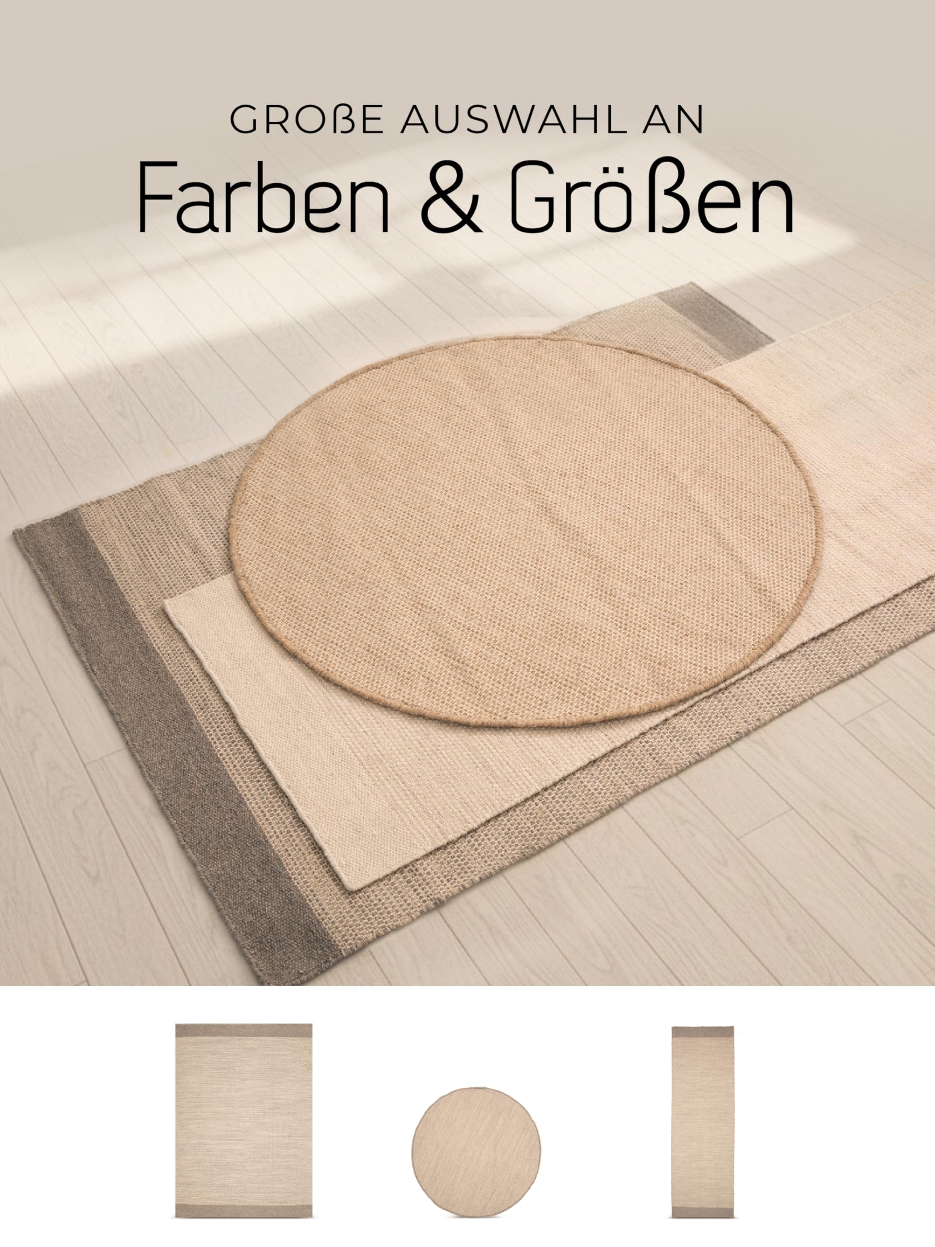 Wollteppich Lui Taupe Läufer 80x400 cm | Moderner Teppich für Wohnzimmer und Küche