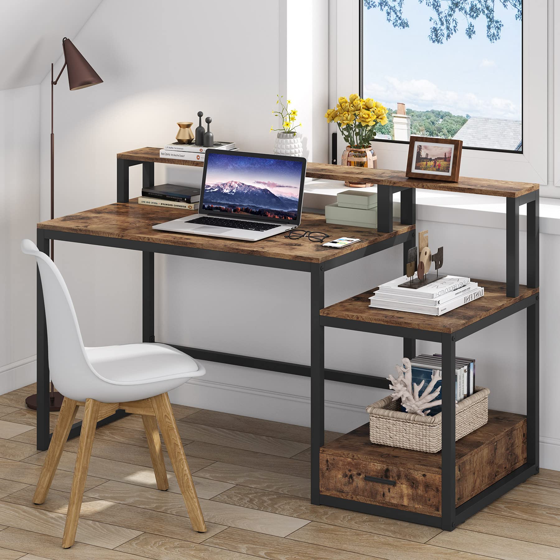 Buy Computer Desk with Storage, Tribesigns 1 Drawer Desk with Monitor