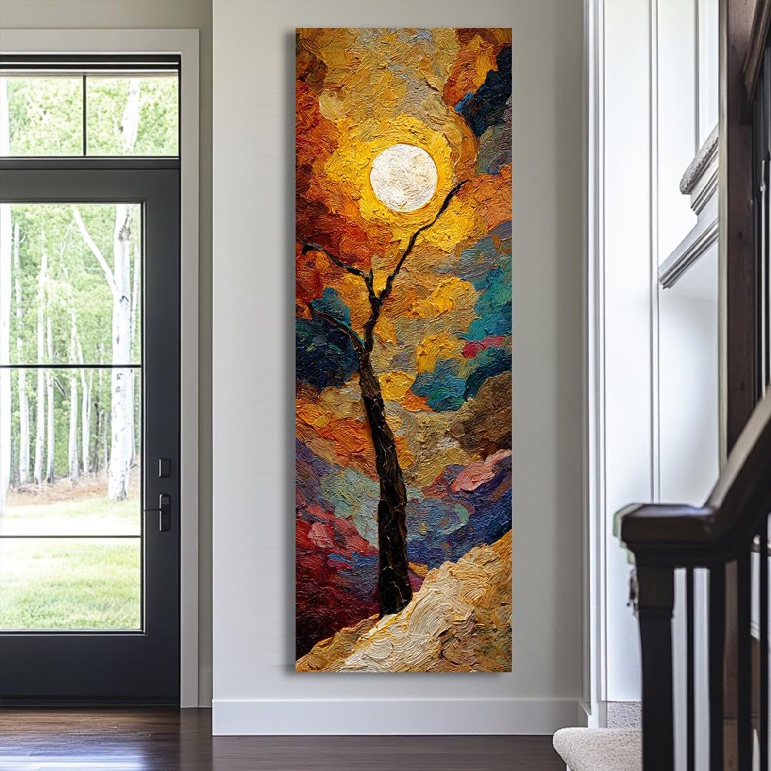 XINBAO Quadro su tela alto e sottile, dipinto lungo e stretto, arte verticale da parete, stampa su tela incorniciata per uffici, corridoi o stanze (40x120 cm/cornice interna)