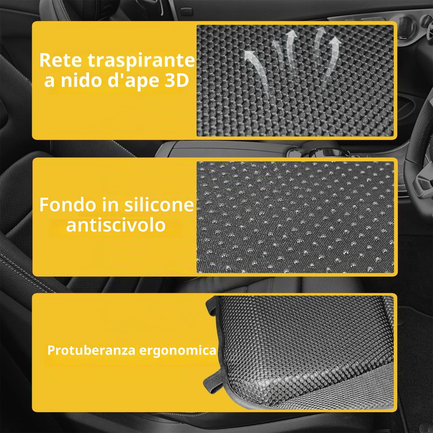 Cuscino per sedile auto a cuneo per guida, in memory foam, per persone corte, sollievo da sciatica e lombare, essenziali per viaggi su strada (spessore 10,2 cm)