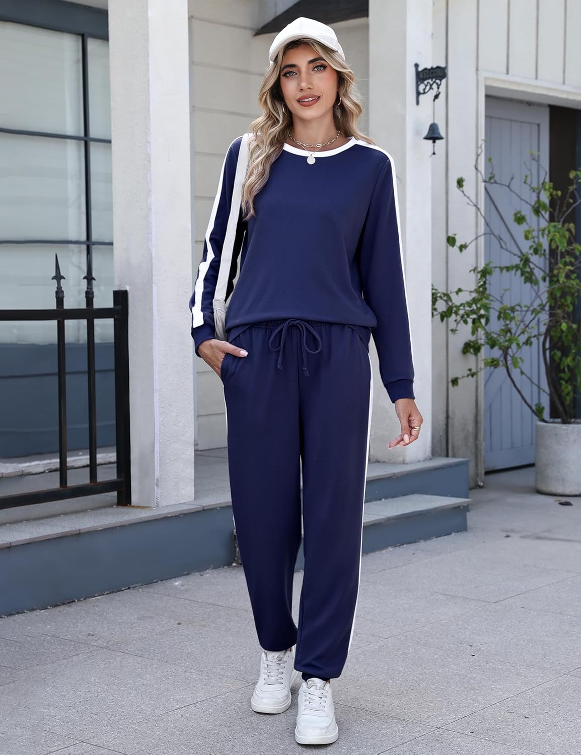 Marvmys Women Long Sleeve Tracksuits Fashion 2 Piece Lounge Set Travel Outfits Jogger Set