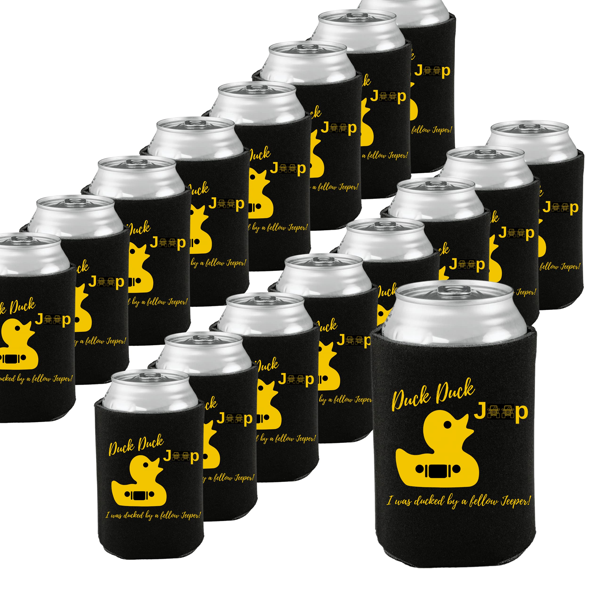 Crafters Cup You’ve Been Ducked Duck Can Cooler | Bulk 20 Pack | Collapsible Foam Can Cozie Holder | Duck Duck Game | Attached to Rubber Duck Tags |
