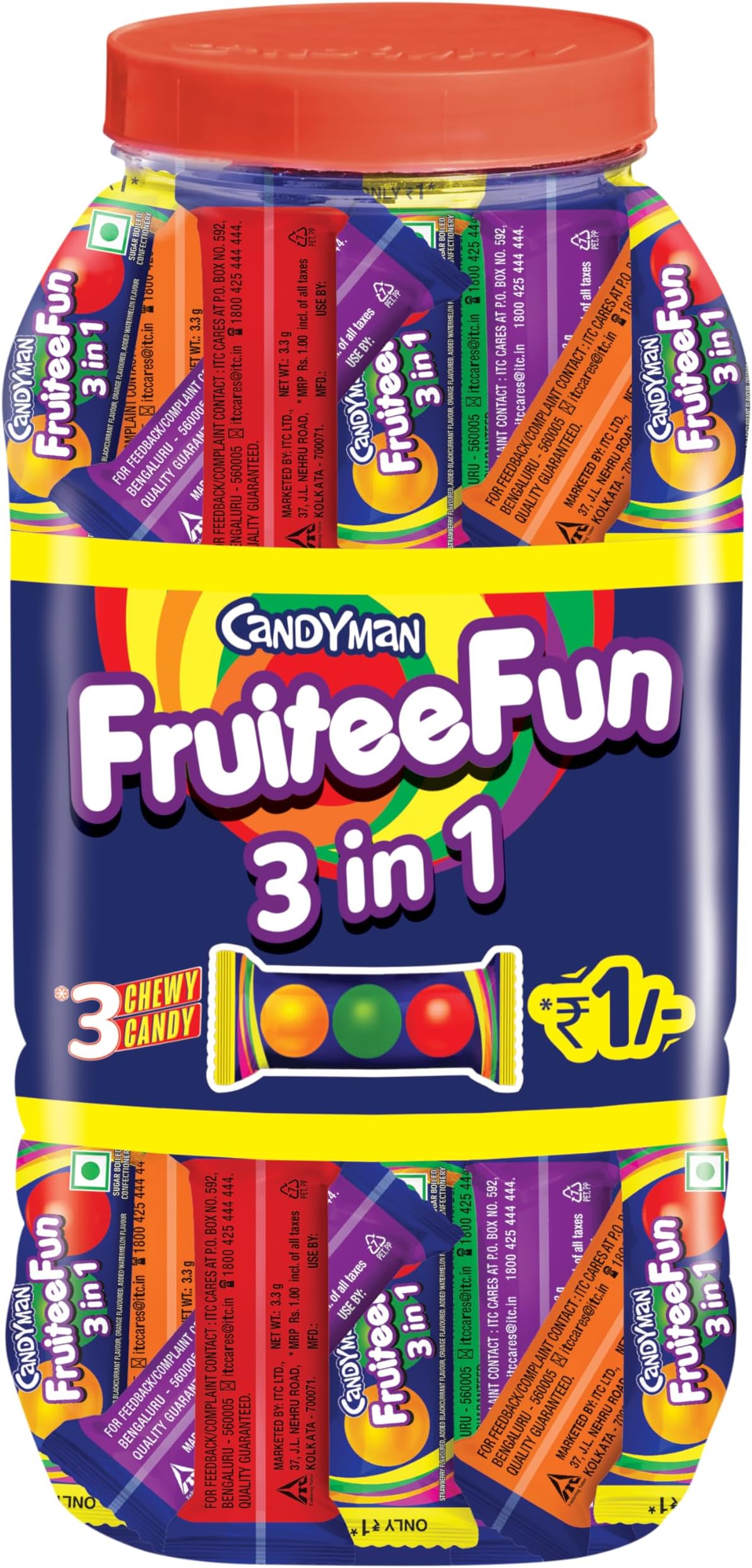 Fruitee Fun, Exciting Fruit Flavors May Vary - 300/350 Candies For In-Home Serves 750 Gram/875 Gram/840 Gram (Weight May Vary)