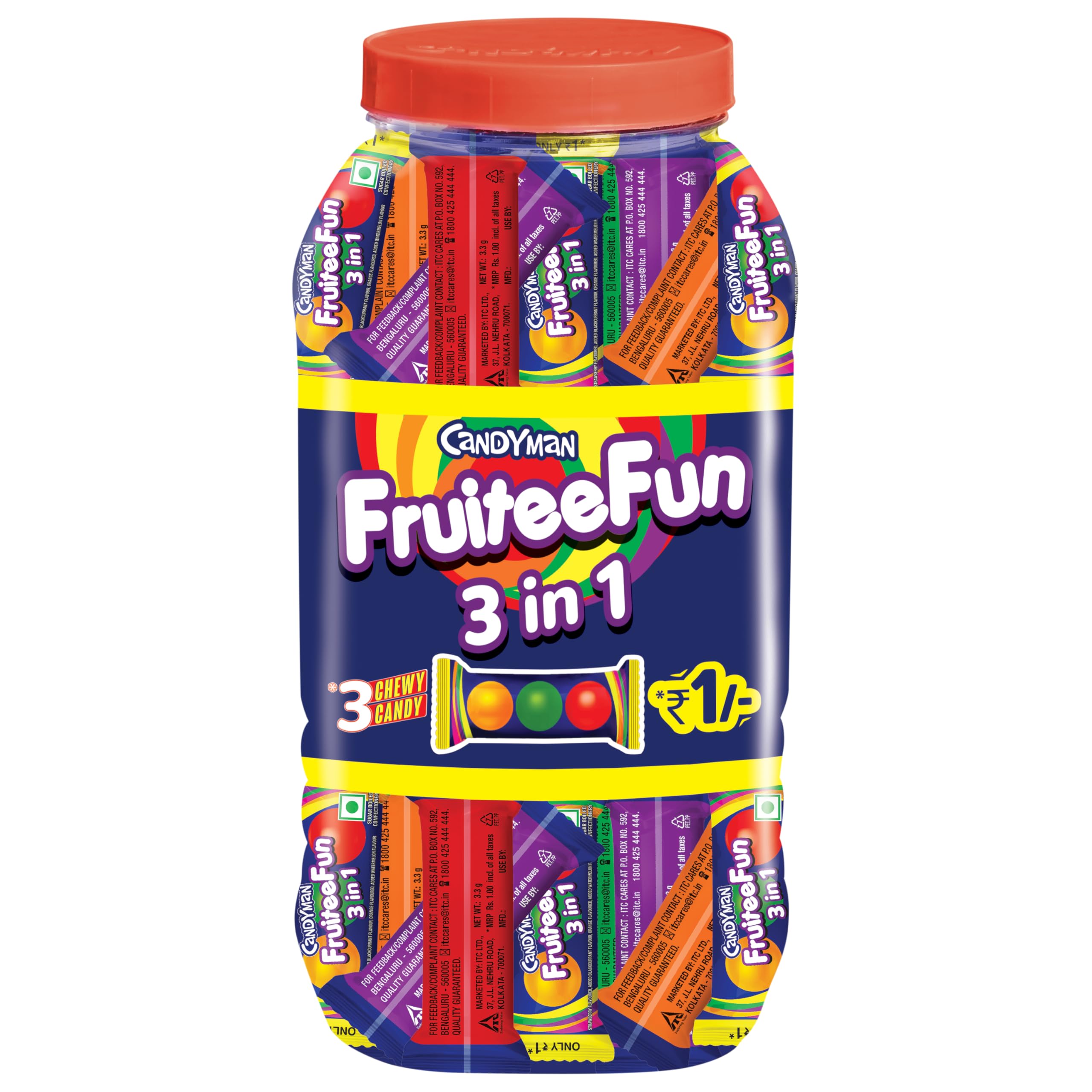 Fruitee Fun, Exciting Fruit Flavors May Vary - 300/350 Candies For In-Home Serves 750 Gram/875 Gram/840 Gram (Weight May Vary)