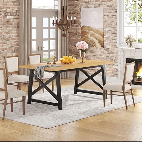 Miniatura 2 de Tribesigns Mesa de comedor de 63 pulgadas para 4 a 6 personas, mesa rectangular de madera para cocina, mesa de comedor moderna, muebles para el