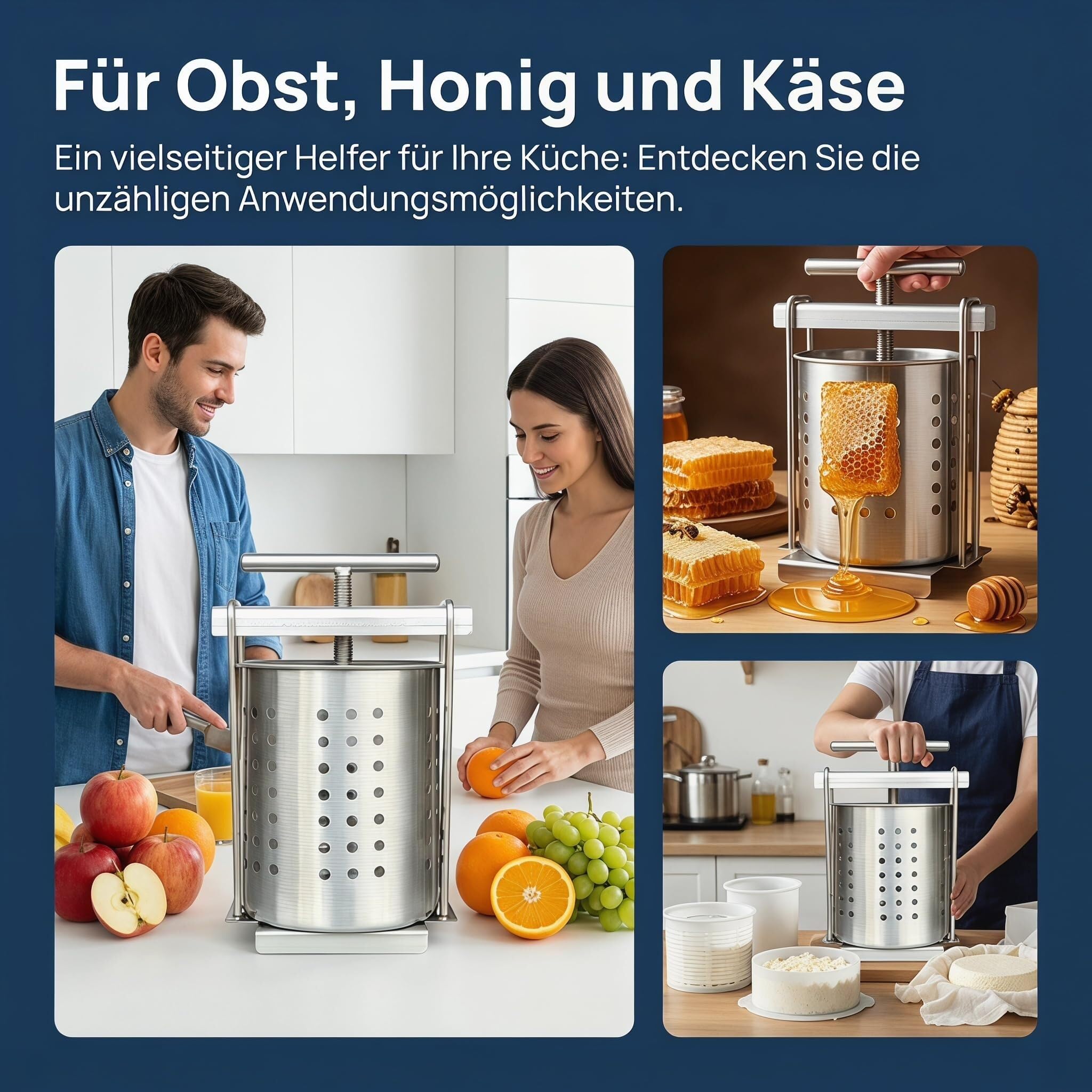 Kartoffelpresse Aus Edelstahl Manuelle Obstpresse Passiergerät Vielseitiger | Gemüse- Und Obstzerkleinerer Für Kartoffeln, Tomaten & Beeren, Robuste Küchenpresse Für Feines Püree(1 5L)
