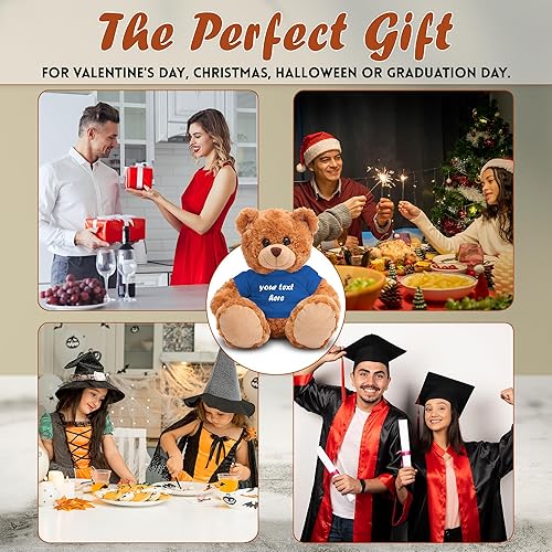 Miniatura 6 de Plushland Oso de peluche de 11 pulgadas, regalo personalizado para el día de la madre, San Valentín, graduación, cumpleaños (oso ocha, azul marino)