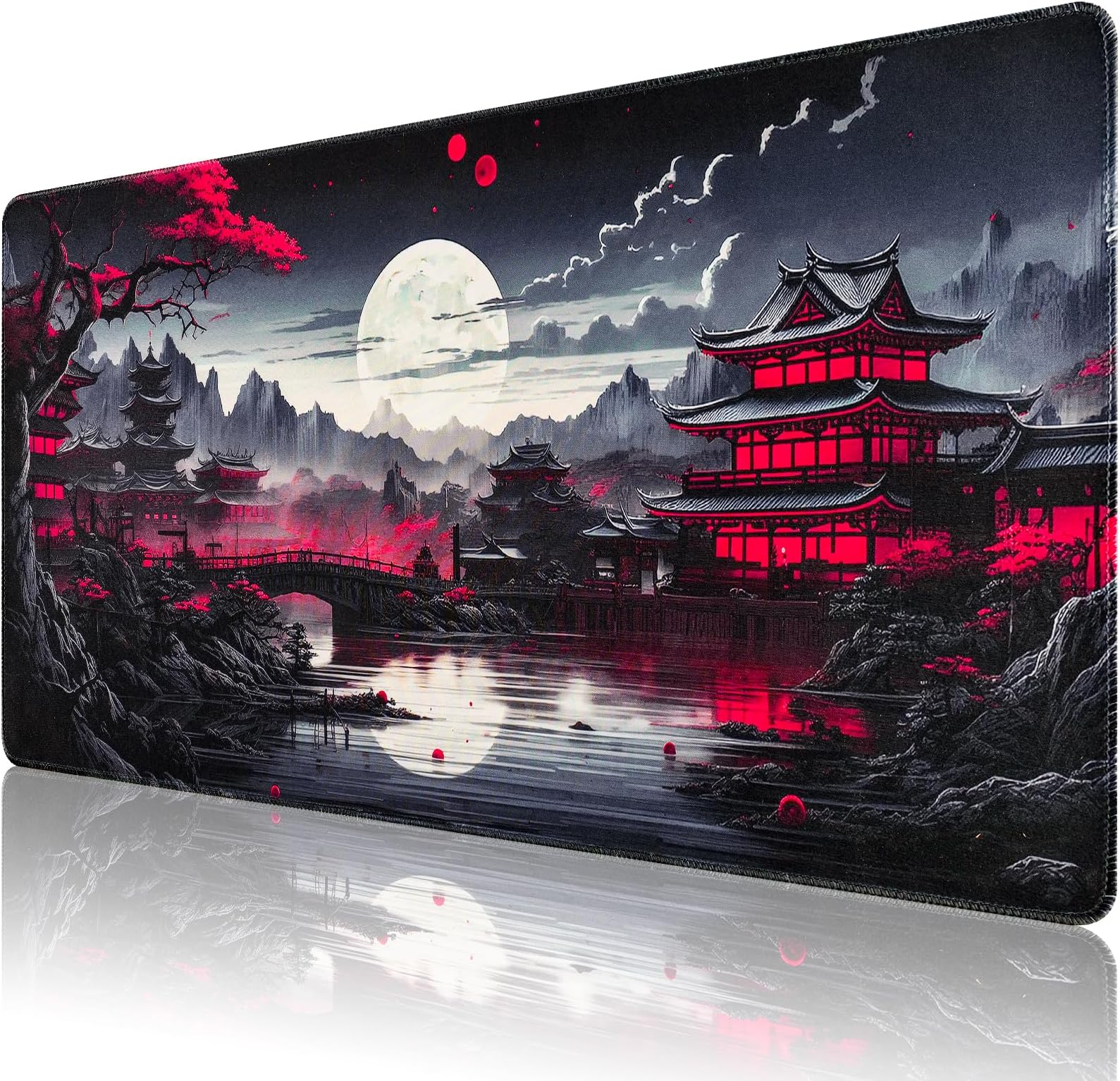 Mousepad XXL, Japanese Art Mouse Pads, 1200 x 600 mm, Oversized Non-Slip Rubber Mats, Gaming Mouse Pads, Washable Mouse Mat for PC, Mouse and Keyboard (Grey)
