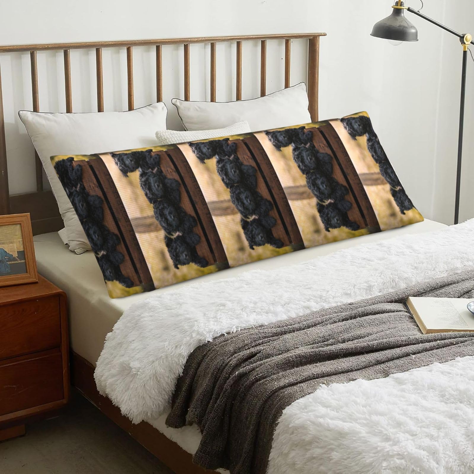 Affenpinscher Family Puppies Black Dogs Monkey, Body Pillow Cover with Zipper,Long Body Pillowcase 20 x 60 in