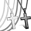 Magitaco Stainless Steel Cross Necklace for Men Silver Black Cross Pendant Necklace Lords Prayer Necklace Heavy Chain 24 Inch