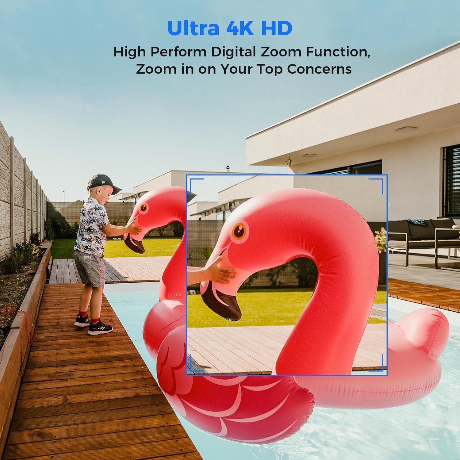 Image demonstrating the Ultra 4K HD digital zoom function, focusing on a specific area of interest.