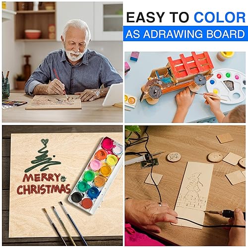 Miniatura 6 de Paquete de 18 hojas de tilo de 12 x 12 x 1/8 pulgadas para manualidades, tablero de madera de tilo sin terminar, perfecto para adornos y modelos