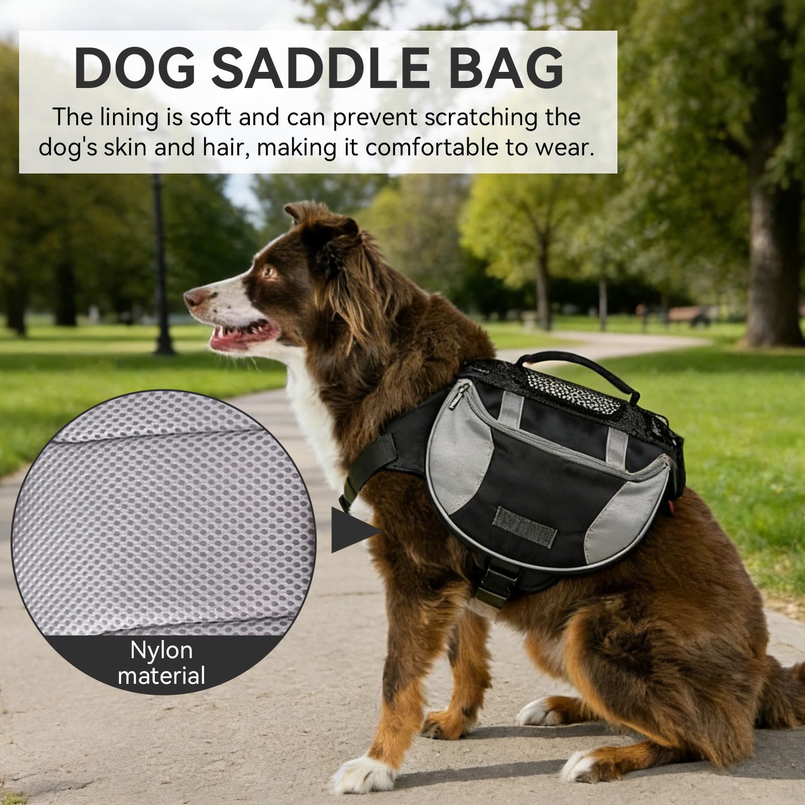 Sac À Dos De Randonnée Pour Chien, Sac De Selle Pour Chien Sac À Dos Pour Chien Doggy Backpack Harnais Sacoche De Selle Pour Chien Avec Poches Latérales Pour Petits, Moyens Et Grands Chiens (M Noir)