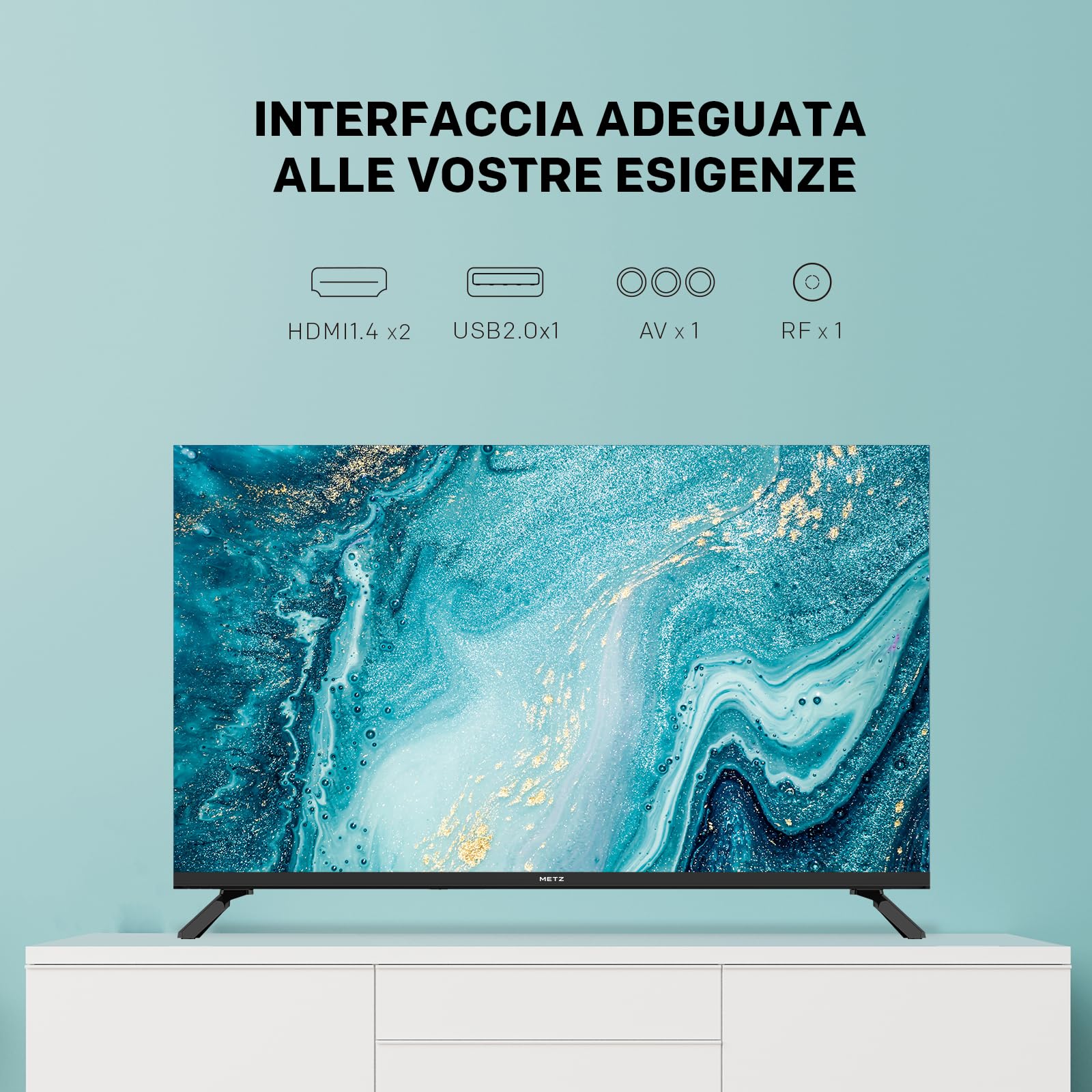 Metz MTE2000Z TV, 40 Pollici, FHD, Televisore, 1920x1080, Dolby Digital, Direct LED, Borderless Design, HDMI, USB, DVB-T/T2, DVB-C, DVB-S/S2 CI+