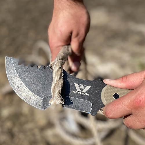 Miniatura 9 de WEYLAND Cuchillo de rastreador  Cuchillo de supervivencia de tamaño completo de Bushcraft con hoja fija con funda de cinturón de cuero horizontal,