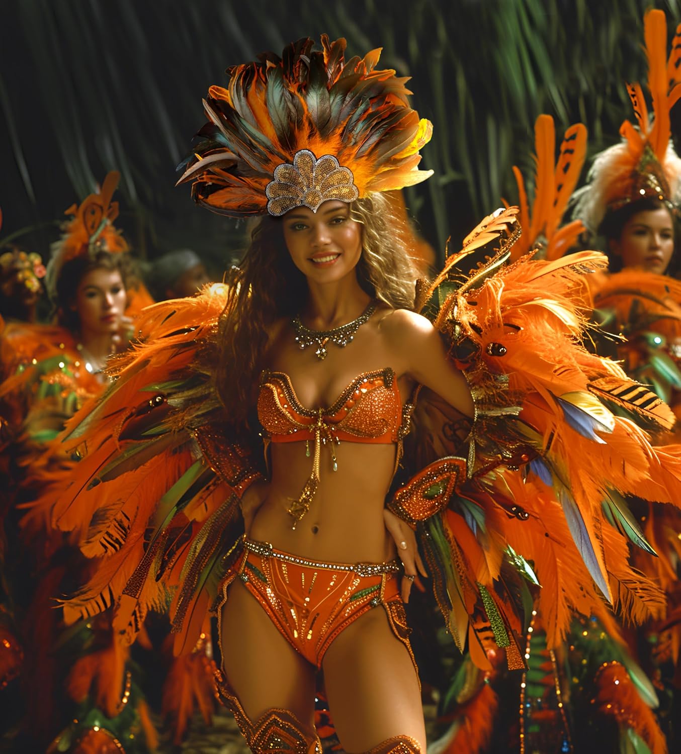 UQJE Women's Feather Headpiece Carnival Feather Headdress Showgirl Headpiece Plume Glitter Headdress Halloween - Image 6