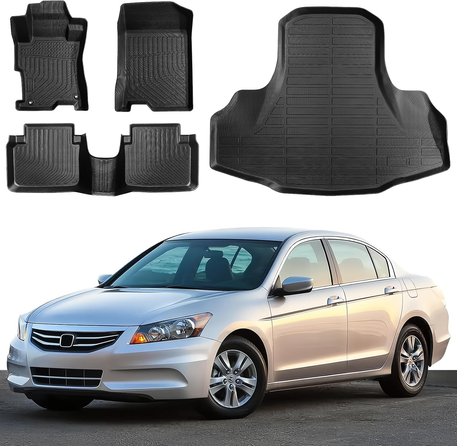 Floor Mats & Trunk Mat Fit for 2008-2012 Honda Accord?Only for Sedan,All Weather Protection TPE, Anti-Slip Floor Mats & Cargo Liner for 2008-2012 Honda Accord Accessories For Honda Accord 2008-2012