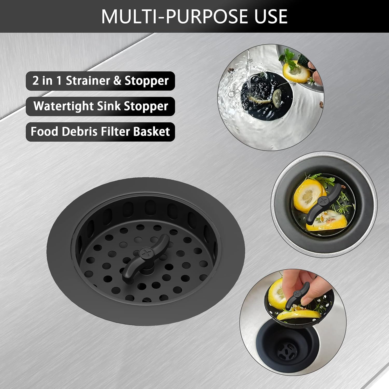 Black Sink Drain 3-1/2 Inch Kitchen Sink Drain Strainer Assembly Kit with Stainless Steel Strainer Basket and Drain Stopper for Standard Kitchen Sink Matte Black - Image 7