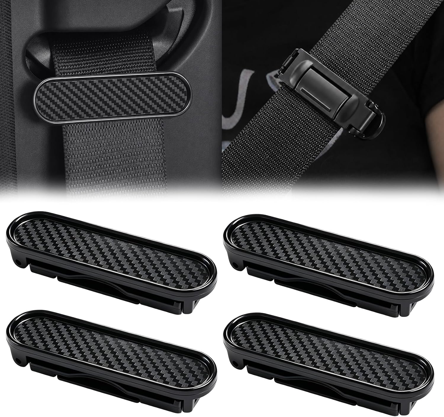 Seat Belt Clips — Car Seatbelt Adjuster for Adults, Pregnant Women, Short People — Universal Seatbelt Clip with Anti-Slip Lock, No-Tools Installation，Neck Pain Relief Comfort Positioner(4 Pack) | 4 Pack Car Seatbelt Adjuster for Adults, Pregnant Women, Short People