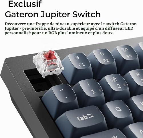 Keychron V1 Max Clavier Mécanique sans Fil, Disposition 75% QMK/Via programmable avec Hot-swappable Gateron Jupiter Banana Switch, Compatible avec Mac Windows Linux – Version Bouton (ANSI/US) - 9