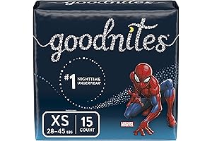 Goodnites Disposable Underwear, XS, 15 Count, Good Nights Bedwetting Underwear for Boys