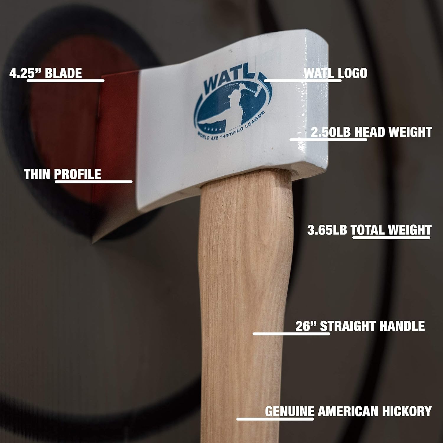 The Big Axe: World Axe Throwing League Premium Competition Throwing Axe & Multi-Purpose Camping Axe or Wood Splitting Axe with Hickory Wooden Handle