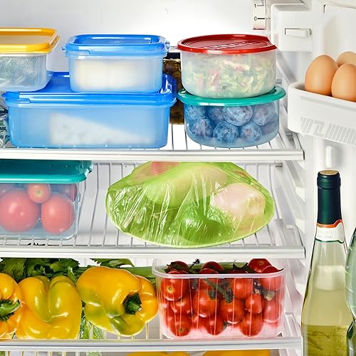 Miniatura 6 de 120 fundas elásticas reutilizables para almacenamiento de cuencos de alimentos, 3 tamaños, cubiertas coloridas para platos de platos de plástico