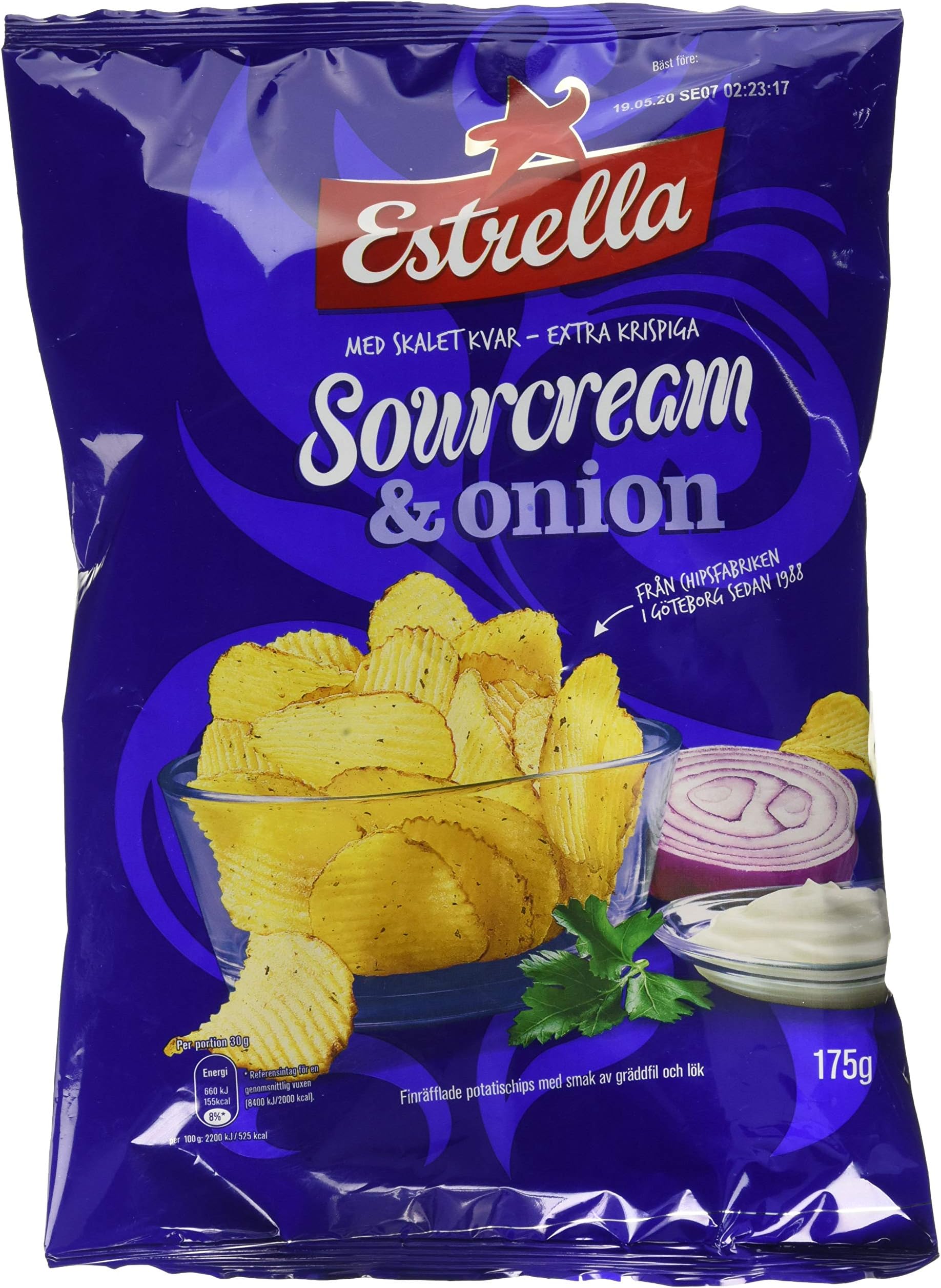 Estrella Sour Cream and Onion Crisps, 175 g