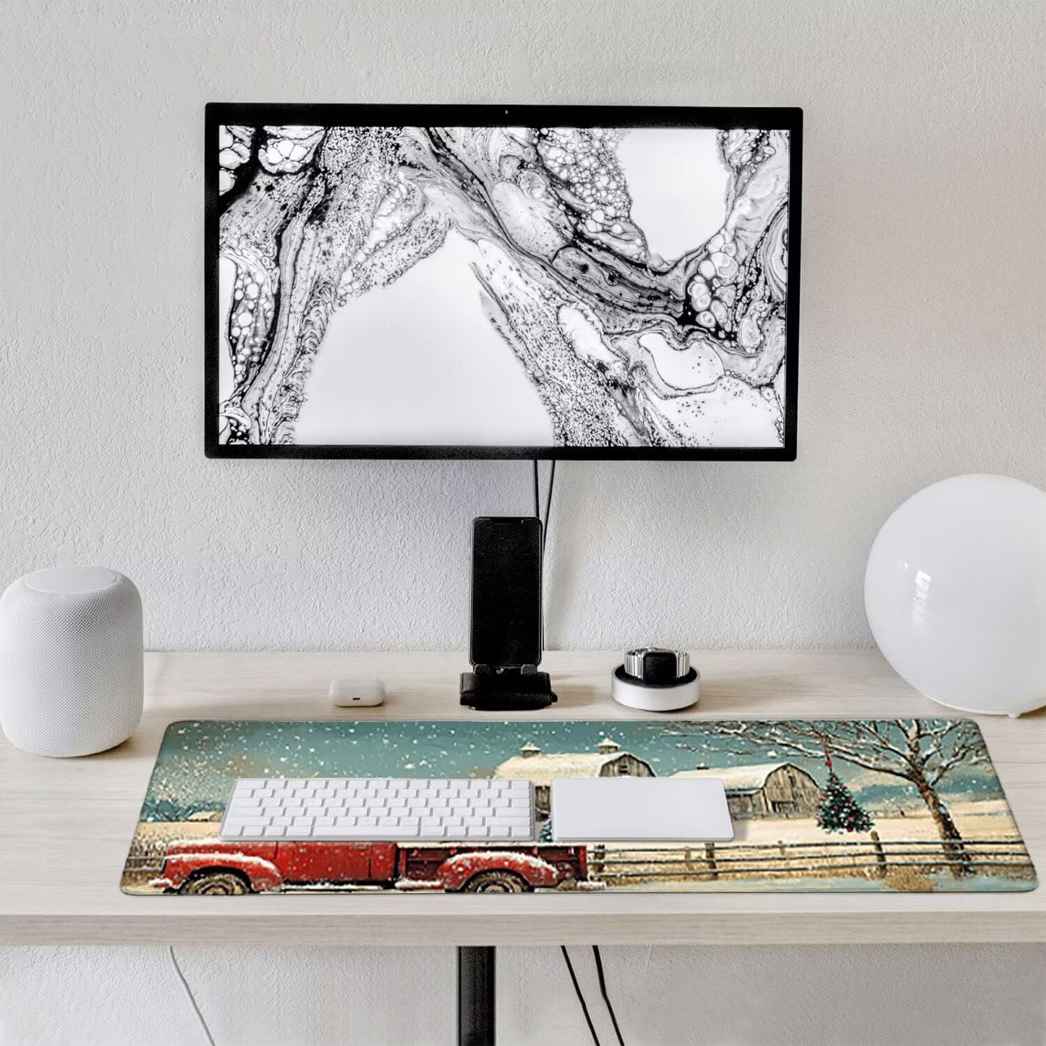 Podkładka pod mysz do gier XXL duża mysz 1200 x 500 mm, duża podkładka pod biurko z antypoślizgową gumową podstawą dla graczy, poprawia precyzję i szybkość (Boże Narodzenie zima) o-732