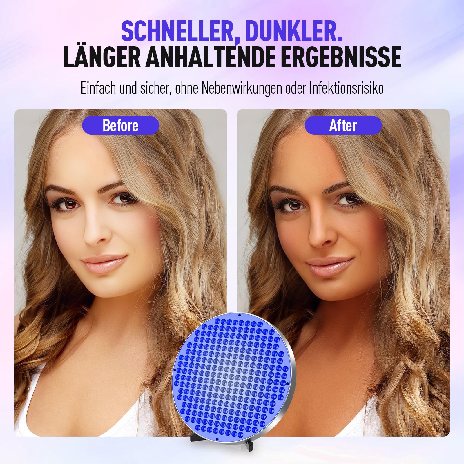 Solarium para el hogar, lámpara de bronceado portátil de 50 W con gafas de sol, lámpara de bronceado con 250 ledes 460 NM, soporte ajustable plegable, lámpara de sol bronceadora facial para cuerpo y