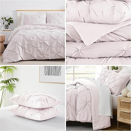 Miniatura 3 de Southshore Fine Living, Inc. Juego de funda de edredón plisada con cremallera y lazos en las esquinas, suave y acogedora colcha de 3 piezas con dos