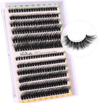 Fluffy Cluster Lashes Kit Individual Eyelashes 240 Pcs Wispy Eyelash Extension Kit 10-20MM D Curl DIY Lash Extension Kit 80D with Lash Bond and Seal Tweezers (70D+80D) by Newcally
