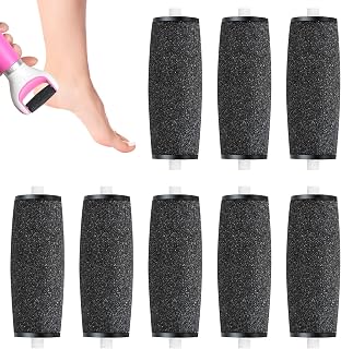 8PCS Electric Foot File Replacement Heads for Scholl Velvet Smooth Replacement Rollers Refills Pumice Stone for Feet Pedicure Hard Skin Remover Remover Rollers Heads Compatible Foot File Refills Black